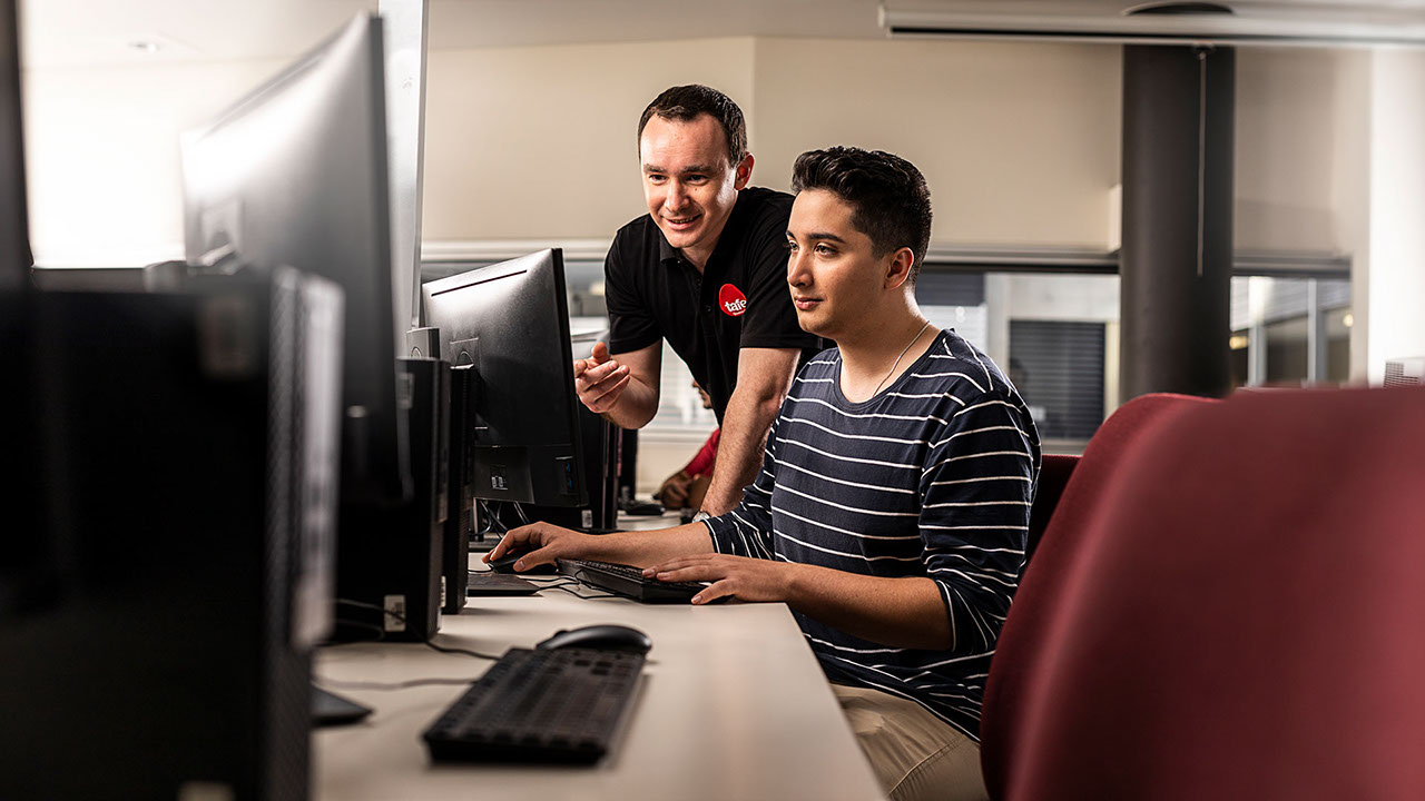 Student completing ICT training at TAFE Queensland