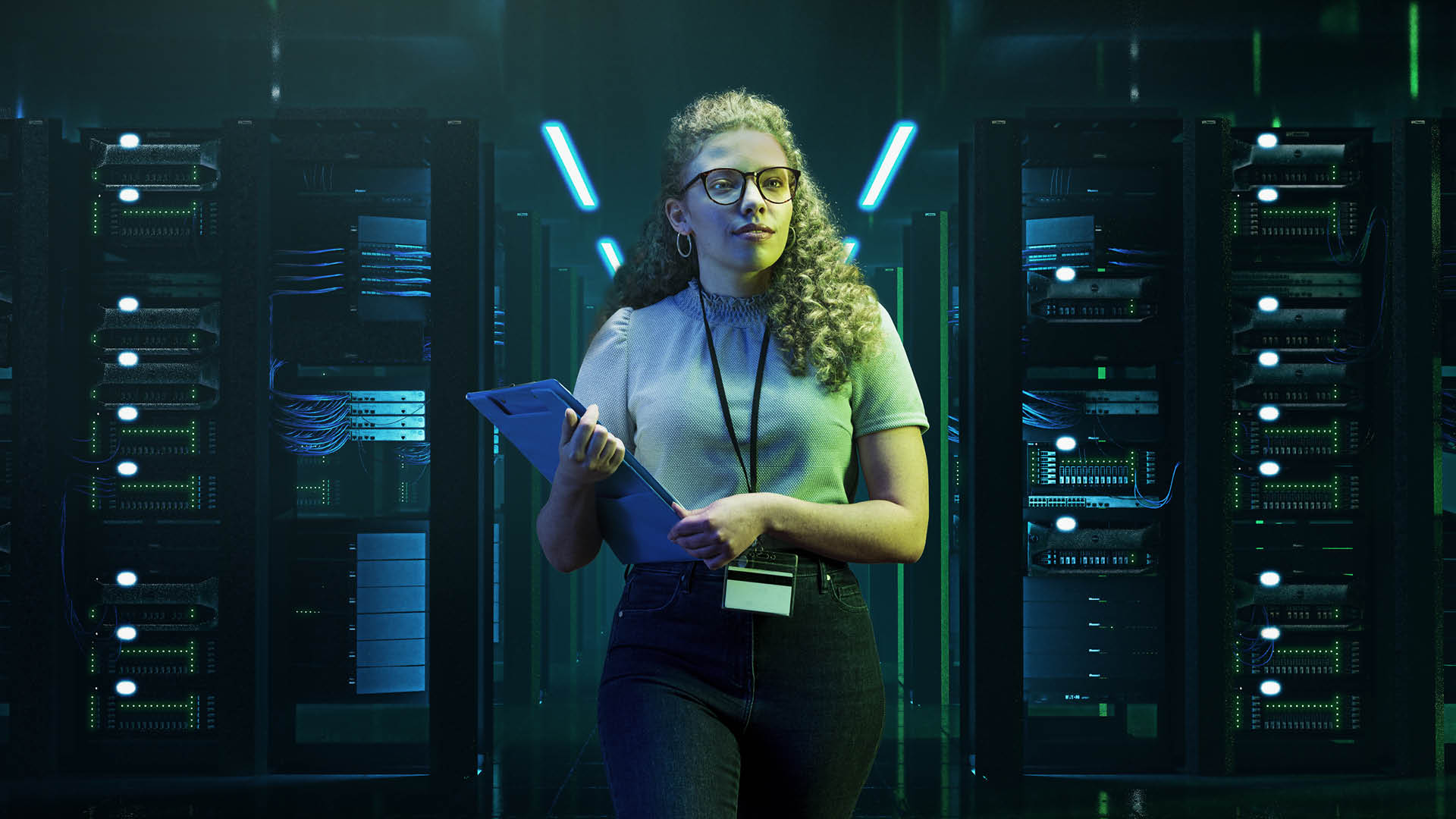 Photograph of a nursing student Zoe Hope working with a hololens heart