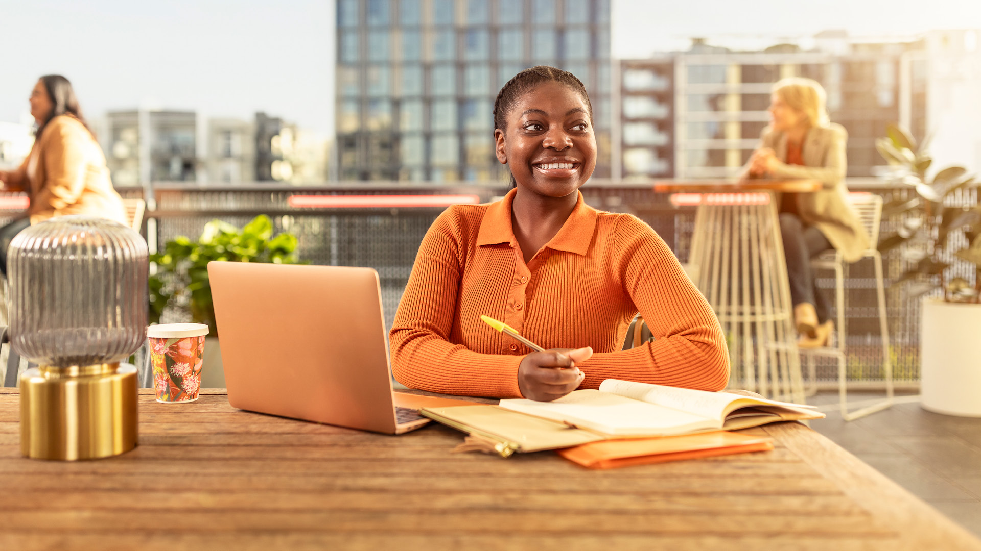 Professional studying on laptop