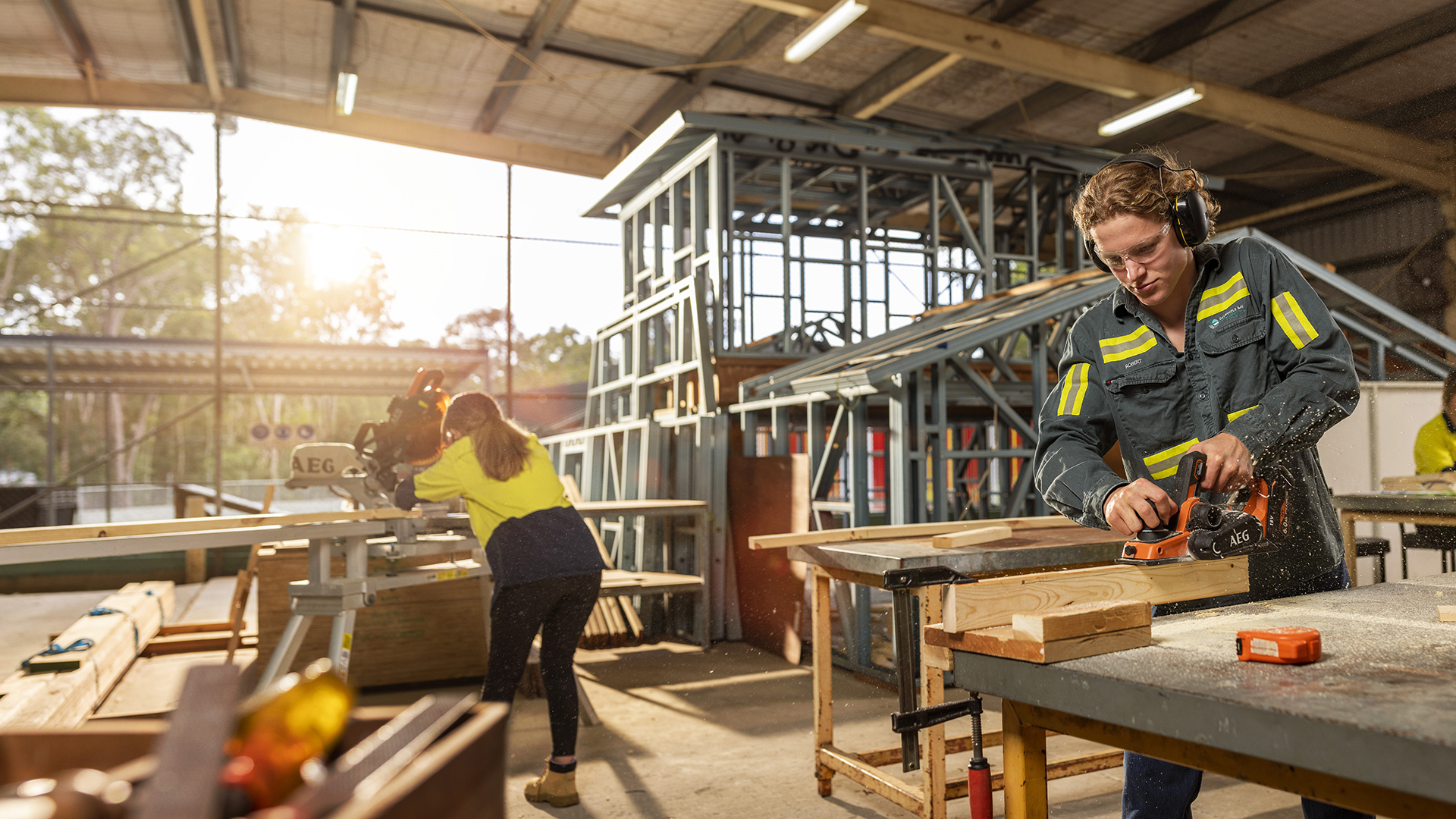 Photograph of student completely trade qualifications with practical training