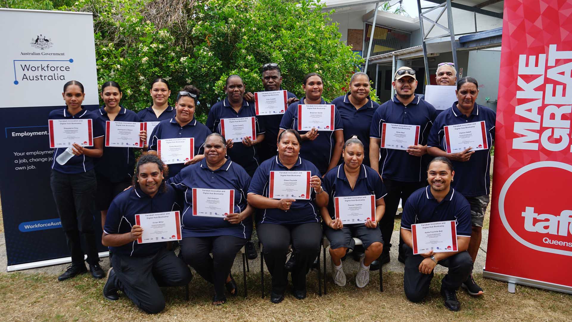 yarrabah stuidents standing with certificates