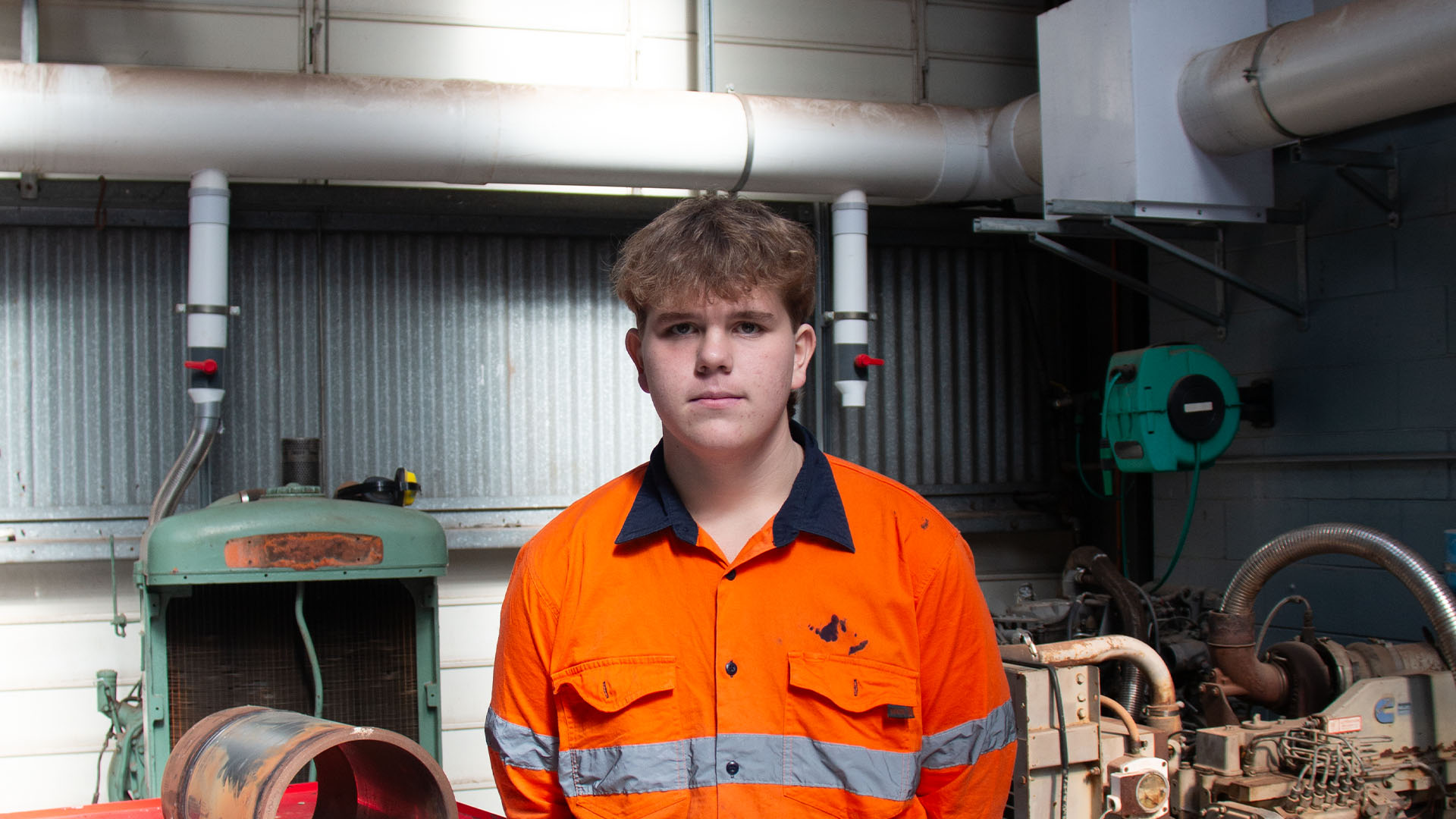 A TAFE at School student completing an automotive pre-vocational course at the Dalby campus 
