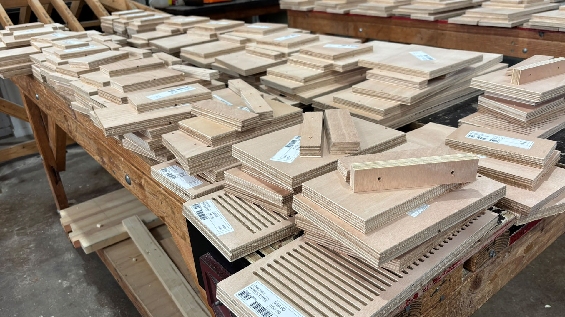 Image of the different parts of a nest box to be put together by TAFE at School students at the Ipswich campus